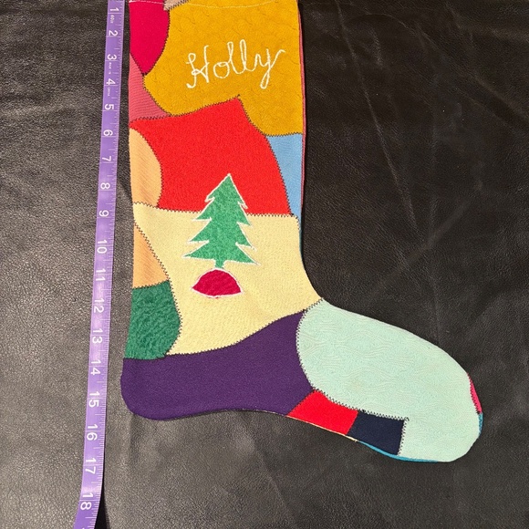 Vintage Early 1970's Handmade Patchwork Christmas Stocking - Picture 2 of 6